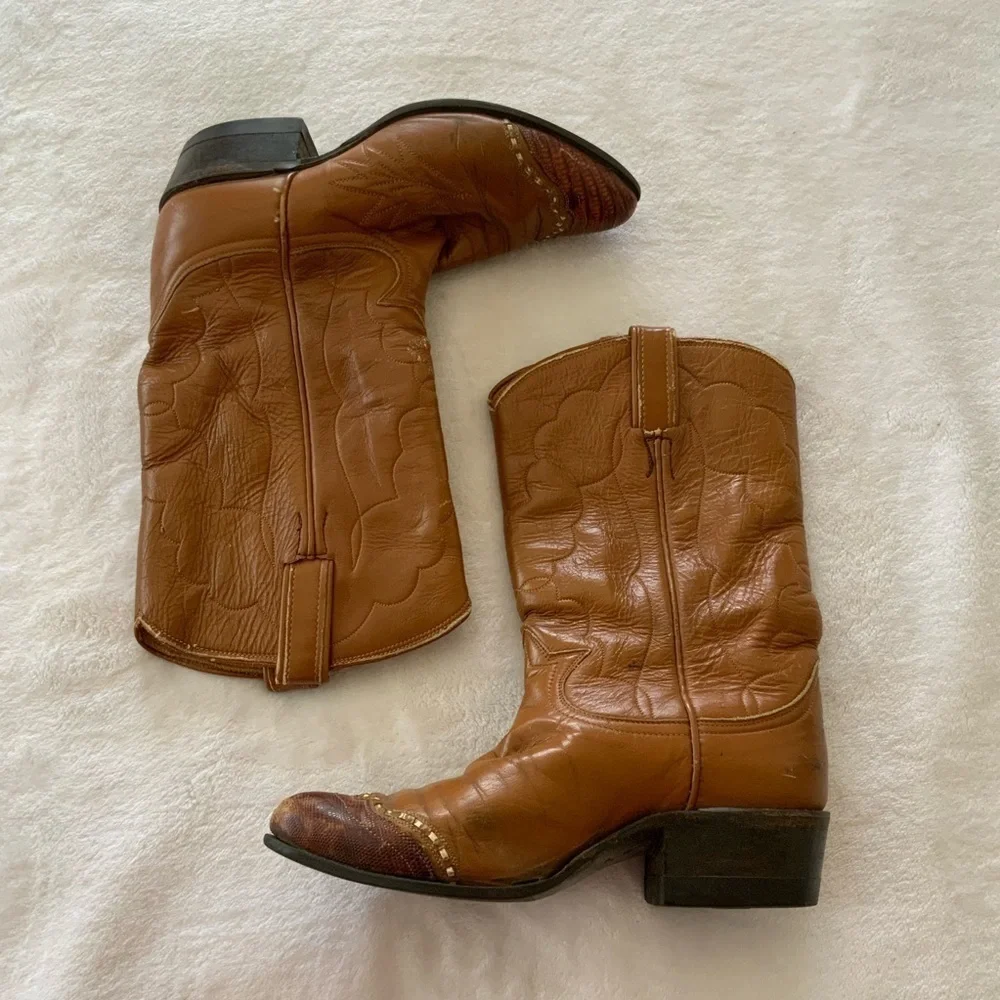 𝅺VINTAGE Tony Lama Lizard Wingtip #7070 Cowgirl Boots